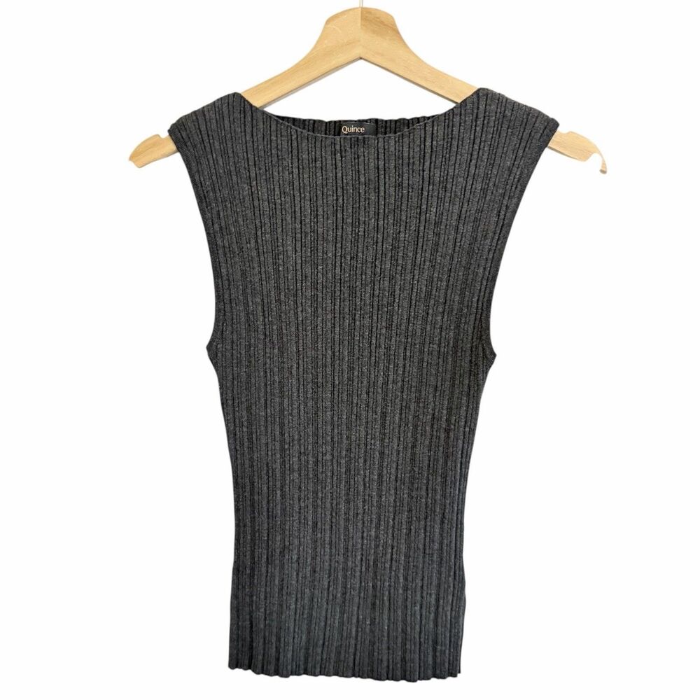 Quince Womens Organic Cotton Cashmere Ribbed Tank Top Size M Minimalist Capsule